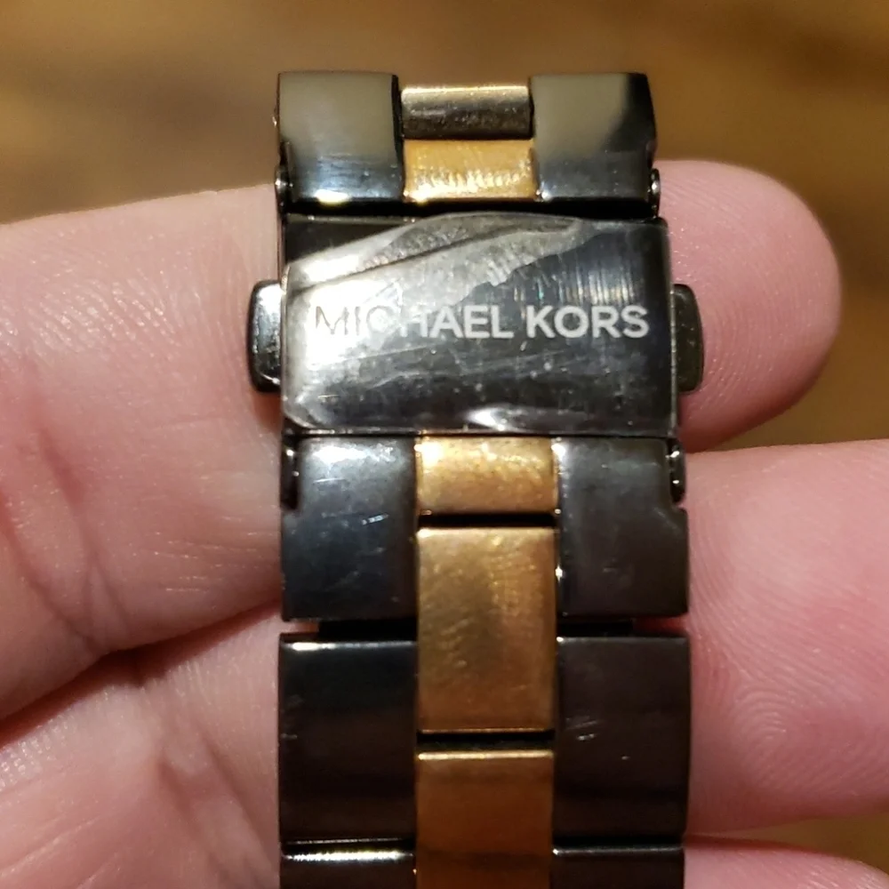Michael kors garner watch gunmetal gold new iob